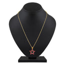 Mahi Gold Plated Pink Meenakari Work and Crystals Star Necklace Pendant for Women (PS1101869GPin)