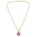 Mahi Gold Plated Pink Meenakari Work and Crystals Star Necklace Pendant for Women (PS1101869GPin)