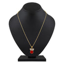 Mahi Gold Plated Red Meenakari Work and Crystals Cute Necklace Pendant for Women (PS1101870GRed)