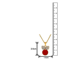 Mahi Gold Plated Red Meenakari Work and Crystals Cute Necklace Pendant for Women (PS1101870GRed)