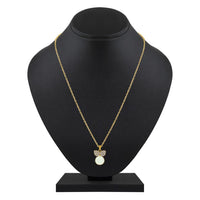 Mahi Gold Plated White Meenakari Work and Crystals Cute Necklace Pendant for Women (PS1101871GWhi)