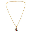 Mahi Gold Plated Red and Blue Meenakari Work and Crystals Floral Necklace Pendant for Women (PS1101873GRedBlu)