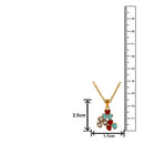 Mahi Gold Plated Red and Blue Meenakari Work and Crystals Floral Necklace Pendant for Women (PS1101873GRedBlu)