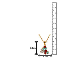 Mahi Gold Plated Red and Blue Meenakari Work and Crystals Floral Necklace Pendant for Women (PS1101873GRedBlu)