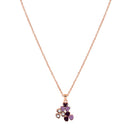 Mahi Rose Gold Plated Purple Meenakari Work and Crystals Floral Necklace Pendant for Women (PS1101874ZPur)