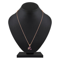 Mahi Rose Gold Plated Purple Meenakari Work and Crystals Floral Necklace Pendant for Women (PS1101874ZPur)