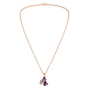 Mahi Rose Gold Plated Purple Meenakari Work and Crystals Floral Necklace Pendant for Women (PS1101874ZPur)