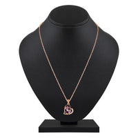 Mahi Rose Gold Plated Purple Meenakari Work and Crystals Floral Heart Necklace Pendant for Women (PS1101875ZPur)