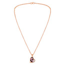 Mahi Rose Gold Plated Purple Meenakari Work and Crystals Floral Heart Necklace Pendant for Women (PS1101875ZPur)