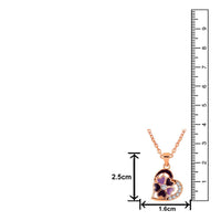 Mahi Rose Gold Plated Purple Meenakari Work and Crystals Floral Heart Necklace Pendant for Women (PS1101875ZPur)