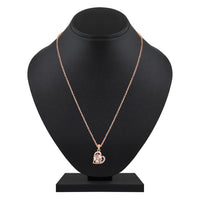 Mahi Rose Gold Plated Pink and Green Meenakari Work and Crystals Floral Heart Necklace Pendant for Women (PS1101876ZPinGre)