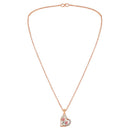 Mahi Rose Gold Plated Pink and Green Meenakari Work and Crystals Floral Heart Necklace Pendant for Women (PS1101876ZPinGre)
