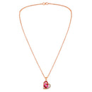 Mahi Rose Gold Plated Red and Pink Meenakari Work and Crystals Floral Heart Necklace Pendant for Women (PS1101877ZRedPin)