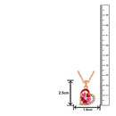 Mahi Rose Gold Plated Red and Pink Meenakari Work and Crystals Floral Heart Necklace Pendant for Women (PS1101877ZRedPin)