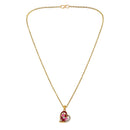 Mahi Gold Plated Pink and Maroon Meenakari Work and Crystals Floral Heart Necklace Pendant for Women (PS1101878GPinMar)