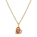 Mahi Gold Plated Orange Meenakari Work and Crystals Floral Heart Necklace Pendant for Women (PS1101879GOrg)