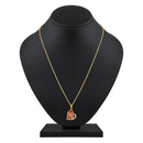 Mahi Gold Plated Orange Meenakari Work and Crystals Floral Heart Necklace Pendant for Women (PS1101879GOrg)