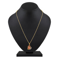 Mahi Gold Plated Orange Meenakari Work and Crystals Floral Heart Necklace Pendant for Women (PS1101879GOrg)