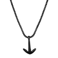 Mahi Black Plated Unisex Ship Anchor Necklace Pendant with Box Chain (PS1101881B)