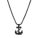 Mahi Black Plated Exclusive Unisex Sailor Anchor Necklace Pendant with Box Chain (PS1101882B)