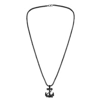 Mahi Black Plated Exclusive Unisex Sailor Anchor Necklace Pendant with Box Chain (PS1101882B)
