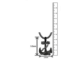 Mahi Black Plated Exclusive Unisex Sailor Anchor Necklace Pendant with Box Chain (PS1101882B)