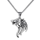 Mahi Oxidised Rhodium Plated Wolf-Shaped Pendant Necklace with Chain for Men (PS1101884R)