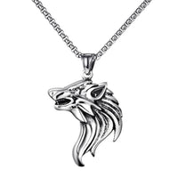 Mahi Oxidised Rhodium Plated Wolf-Shaped Pendant Necklace with Chain for Men (PS1101884R)