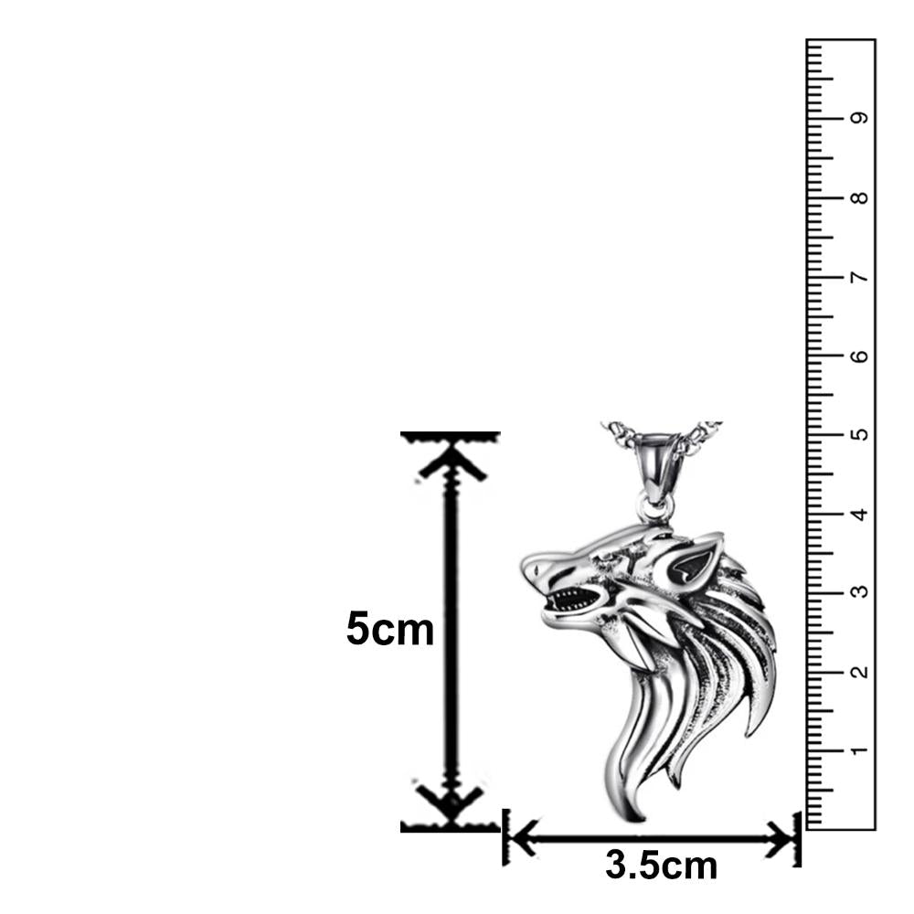 Mahi Oxidised Rhodium Plated Wolf-Shaped Pendant Necklace with Chain for Men (PS1101884R)