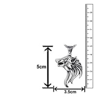 Mahi Oxidised Rhodium Plated Wolf-Shaped Pendant Necklace with Chain for Men (PS1101884R)