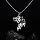 Mahi Oxidised Rhodium Plated Wolf-Shaped Pendant Necklace with Chain for Men (PS1101884R)