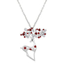 Mahi Red and White Crystals Cute Deer-Shaped Pendant Necklace witth Long Chain for Women (PS1101886RRed)