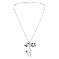 Mahi Red and White Crystals Cute Deer-Shaped Pendant Necklace witth Long Chain for Women (PS1101886RRed)