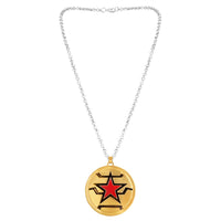 Mahi Meenakari Work Hollywood Movie Inspired Shield Pendant Locket Necklace for Men and Women (PS1101907M)