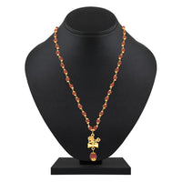 Mahi Lord Shiv Engraved with Trishul and Damru Religious Rudraksha Pendant for Men and Women (PS1101910G)
