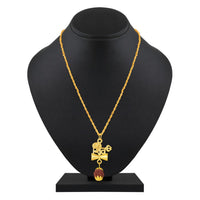 Mahi Lord Shiv Engraved with Trishul and Damru Religious Rudraksha Pendant for Men and Women (PS1101911G)