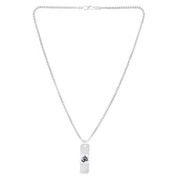 Mahi Rhodium Plated Lord "Om " Engraved Dual Side Unisex Locket Pendant with Chain f(PS1101914R)
