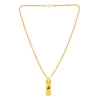 Mahi Gold Plated Lord "Om " Engraved Dual Side Locket Pendant with Chain for Men and Women (PS1101915G)