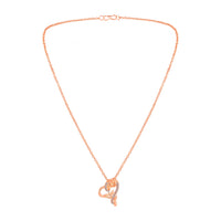 Mahi Rose & Heart Shaped Sparkling White Crystals Pendant Necklace for Women (PS1101973ZWhi)