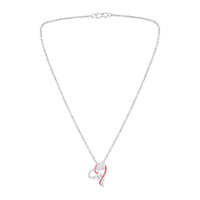 Mahi Rose & Heart Shaped Sparkling White Crystals Pendant Necklace for Women (PS1101974RPin)