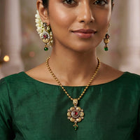 Js Fashion  Basundi flower designed pendant set