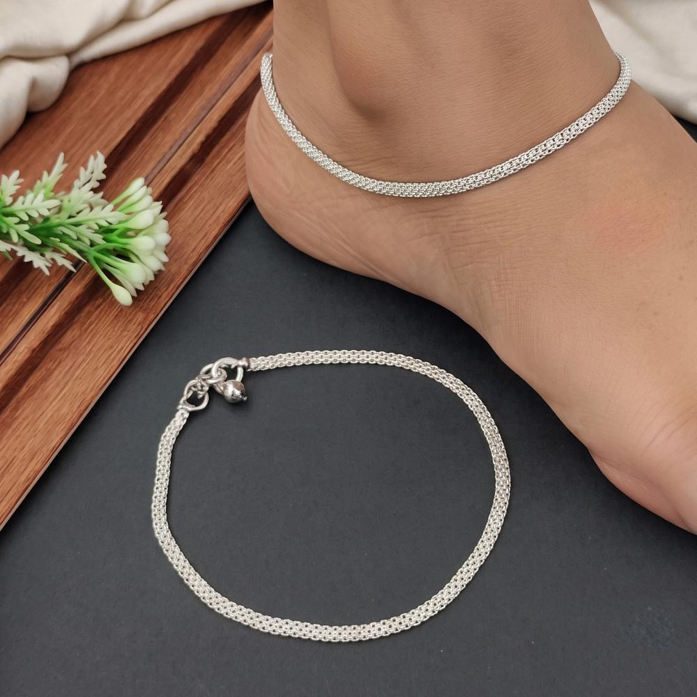 Js Fashion  Elegant Silver Polish Designer Anklet