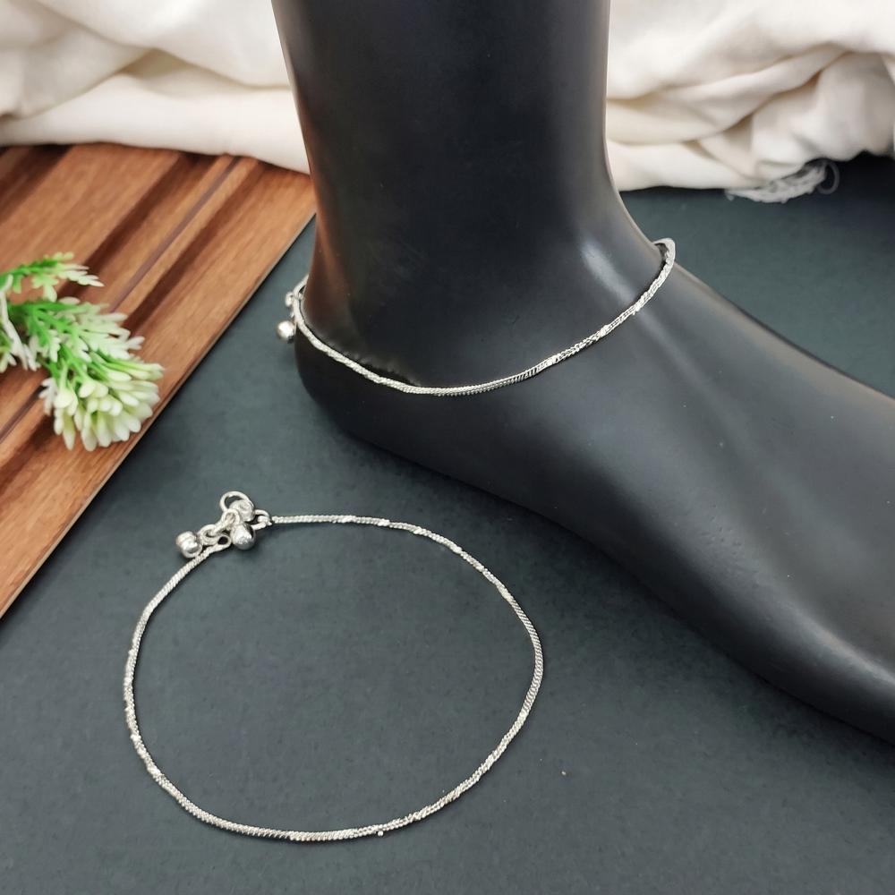Js Fashion  Designer Oxidized Silver Minimal Daily Wear Anklet