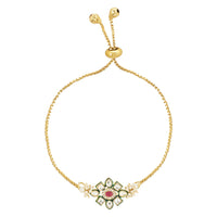 Etnico I Jewels Rakshabandhan Designer Kundan Pearl Hanging Lumba Bracelet Rakhi For Bhabhi/Sister (R122G-L)