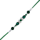 Mahi Rhodium Plated Green Crystal Rakhi for Brother (RA1100718RGre)