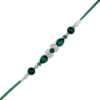 Mahi Rhodium Plated Green Crystal Rakhi for Brother (RA1100718RGre)