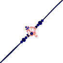Mahi Rose Gold Plated Om and Ganpati Rakhi with Blue Crystals for Bhai (RA1100722ZBlu)