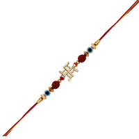 Mahi Gold Plated Swastik and Evil Eye Rudraksha Rakhi for Brother (RA1100726G)