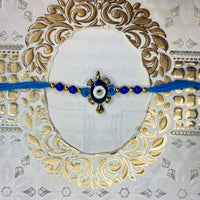 Mahi Meenakari Enamel Evil Eye & Tortoise-Shaped Fancy Rakshabandhan Rakhi with Crystals for Brother, Bhai, Bro (RA1100755G)