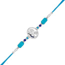 Mahi Vighnaharta Ganpati Rakhi with Blue Crystals for Brother, Bhai, Bro, Bhatija, Boy, Kids (RA1100768RBlu)